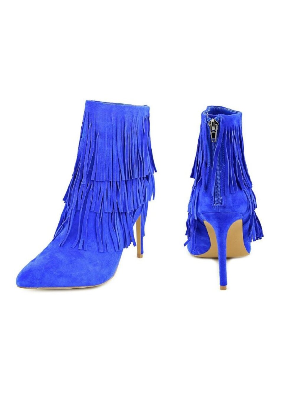 EUC Steve Madden Flappper Size 9.5 Cobalt Blue Suede Ankle Boots w/ Fringe